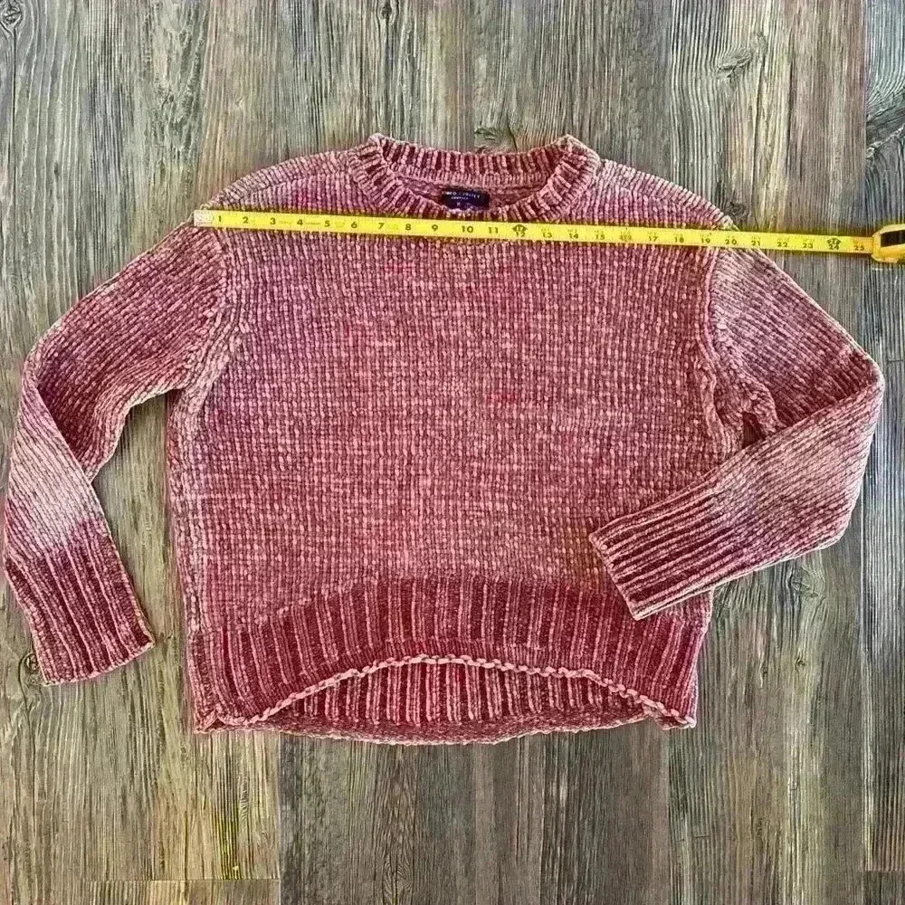 Romeo + Juliet Couture Sweater Women's Med Rose Pink Chenille Knit Scalloped Hem - Picture 6 of 11